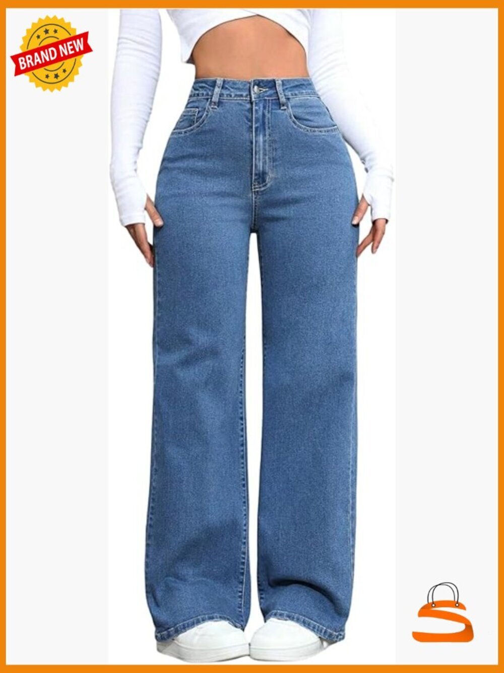 Y2K High Waisted Straight Leg Stretch Denim Jeans